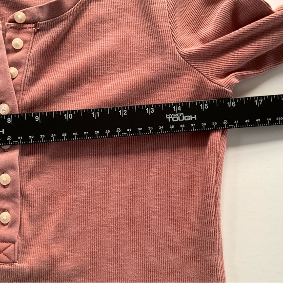 Gap Essential Ribbed Long Sleeve Henley Top Sz S Terra Cotta Rust Layering Y2K - Picture 4 of 9
